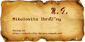 Mikolovits Ibrány névjegykártya